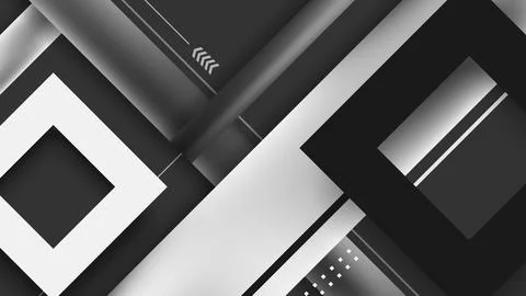 Abstract banner web white, gray and black color squares border and stripes li Stock Illustration