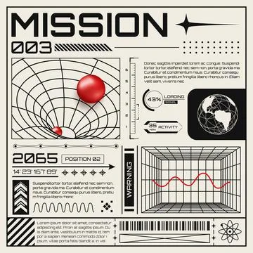 Abstract banner with wireframe 3D figures. Posters with HUD elements, persp.. Stock Illustration