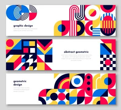 Abstract banners with geometric shape patterns Stock Illustration