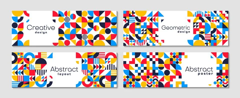 Abstract banners with modern geometric pattern Stock Illustration