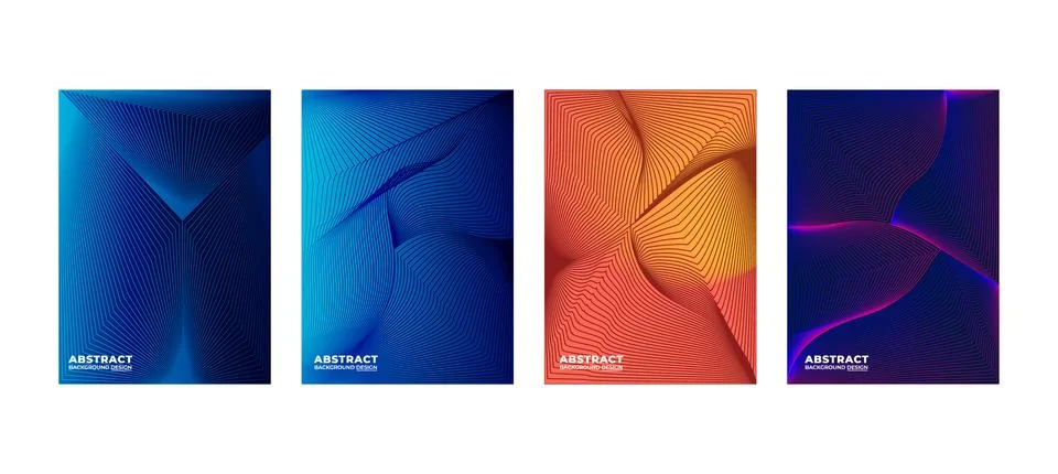 Abstract banners set with wavy lines, abstract template with lines, Stock Illustration