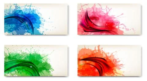 Abstract banners with watercolor splashes. vector. Stock Illustration