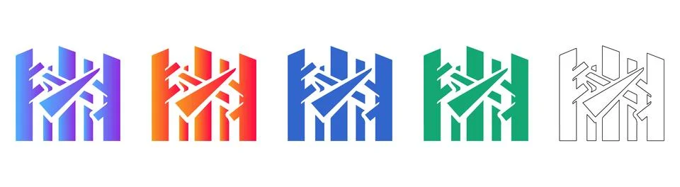 Abstract Bar Chart and Checkmark Icons 스톡 일러스트