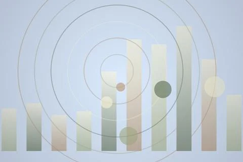 Abstract bar chart with circles over a light background Stock Illustration