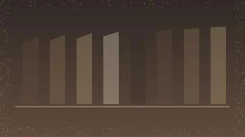 Abstract bar chart graphic with vertical columns on a dark brown textured b.. Stock Illustration