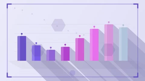 Abstract bar chart rising and falling with purple and pink gradient colors,.. Stock Footage 346661611
