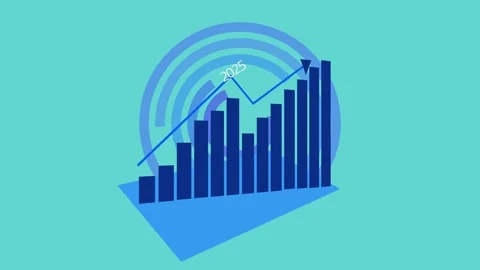 Abstract Bar Chart with Upward Trend and 2025 to 2026 Animation Stock Footage 326969681
