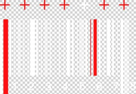 Abstract barcode-like graphic is showing on transparent canvas with red white Stock Illustration