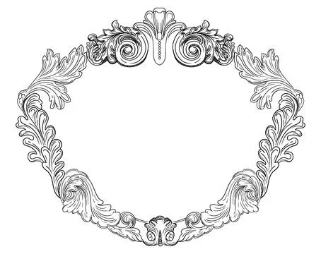 Abstract baroque design element retro frame vector illustration Stock Illustration