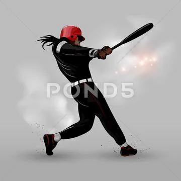 Abstract baseball hitting ball Stock Illustration
