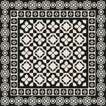 Abstract batik border frame pattern Stock Illustration