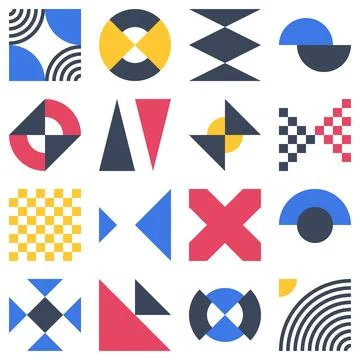 Abstract bauhaus elements shapes in modern geometric style Stock Illustration