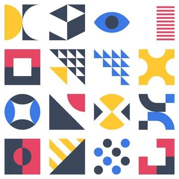 Abstract bauhaus elements shapes in modern geometric style Stock Illustration