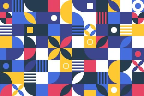 Abstract bauhaus elements shapes seamless background Stock Illustration