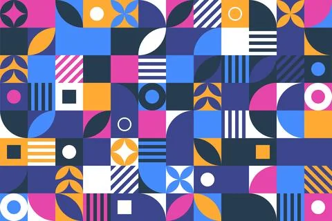 Abstract bauhaus elements shapes seamless background Stock Illustration