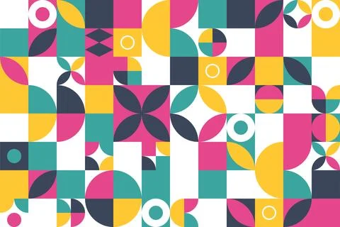 Abstract bauhaus elements shapes seamless background Stock Illustration