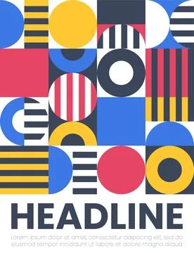 Abstract bauhaus elements shapes for use as cover or poster Stock Illustration