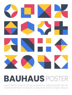 Abstract bauhaus elements shapes for use as cover or poster Stock Illustration