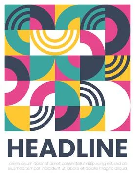 Abstract bauhaus elements shapes for use as cover or poster Stock Illustration