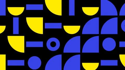 Abstract Bauhaus Geometric Background with Blue and Yellow Shapes Stock Illustration
