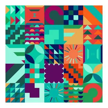 Abstract Bauhaus geometric pattern background. Stock Illustration