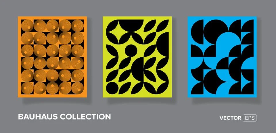 Abstract bauhaus geometric pattern backgrounds text, minimalist geometric design Illustrazione stock