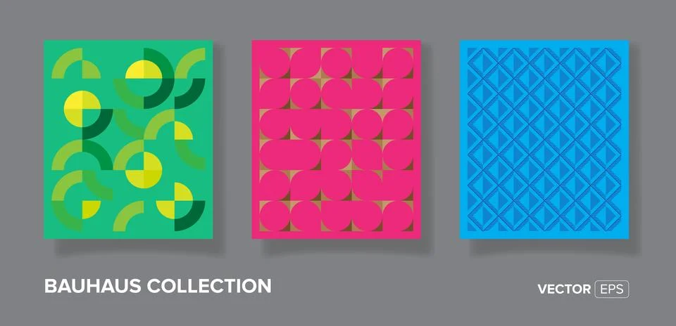 Abstract bauhaus geometric pattern backgrounds, minimalist geometric design.. Illustrazione stock