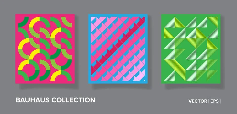 Abstract bauhaus geometric pattern backgrounds, minimalist geometric design.. Illustrazione stock