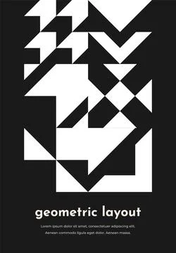 Abstract Bauhaus monochrome geometric pattern Illustrazione stock