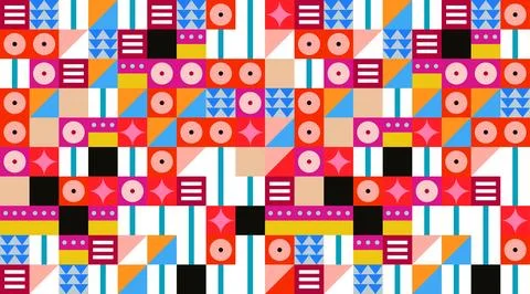 Abstract Bauhaus multicolor corporate usage background aesthetic design bg Stock Illustration