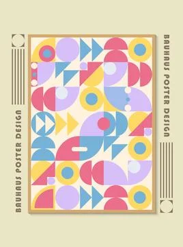 Abstract bauhaus poster background design Stock Illustration