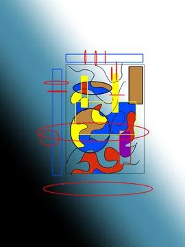 Abstract Bauhaus Style Geometric Constructivism Digital Artwork Illustrazione stock
