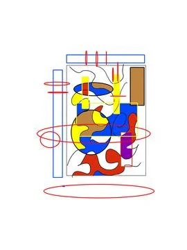 Abstract Bauhaus Style Geometric Constructivism Digital Artwork Stock Illustration