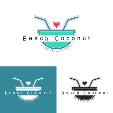 Abstract beach coconut logo Stock Illustration