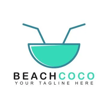 Abstract beach coconut logo Stock Illustration