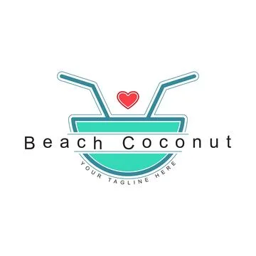 Abstract beach coconut logo Stock Illustration