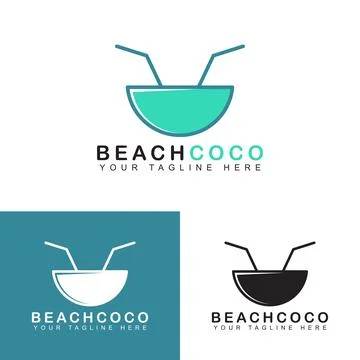 Abstract beach coconut logo vector Stock Illustration