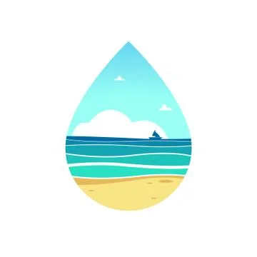 Abstract Beach landscape inside Water Frame Stock Illustration