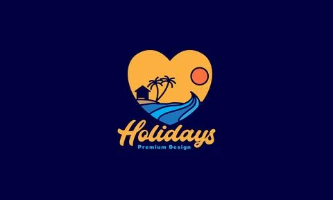 Abstract beach love with sunset logo symbol icon vector graphic design illu.. Stock Illustration