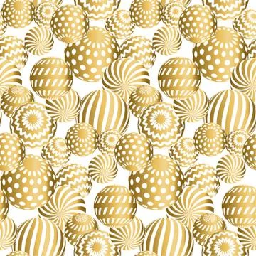 Abstract beads seamless pattern in gold xmas color.  Concept yellow metal tex Stock Illustration
