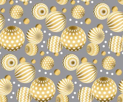 Abstract beads seamless pattern in gold xmas color. Concept yellow metal deco Stock Illustration