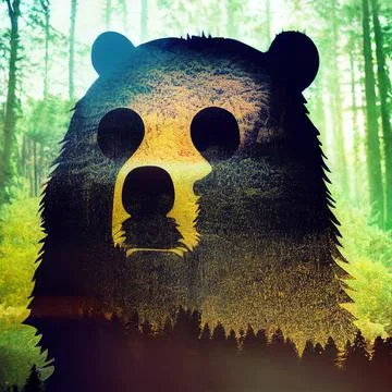 Abstract bear background. Bear double exposure background Stock Illustration