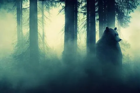 Abstract bear background. Bear double exposure background Stock Illustration