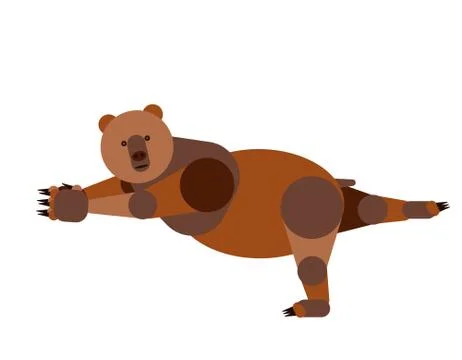 Abstract bear practicing yoga isolated on a white background. Vector illustra Иллюстрация