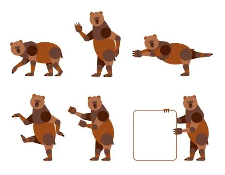 Abstract bear set. Vector colorful illustration. 스톡 일러스트