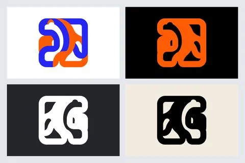 Abstract Bear Square Logo Design Concept Set Stock Illustration