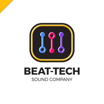 Abstract beat tech equalizer music logo box design in vector. Stock Illustration