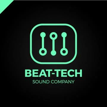 Abstract beat tech equalizer music logo box design in vector. Illustrazione stock