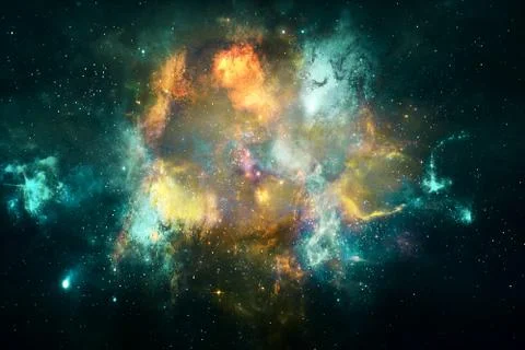 Abstract Beautiful Artificial Multicolored Smooth Nebula Galaxy Artwork Stock Illustration