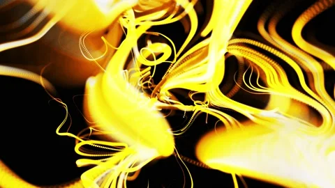 Abstract beautiful background of glowing yellow flow of lines made of particles Stock Footage 140217129